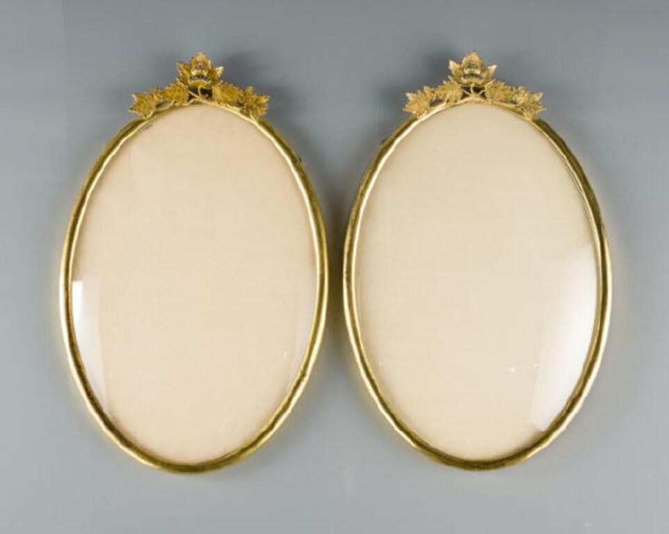PAIR OF OVAL BRASS MILITARY PICTURE