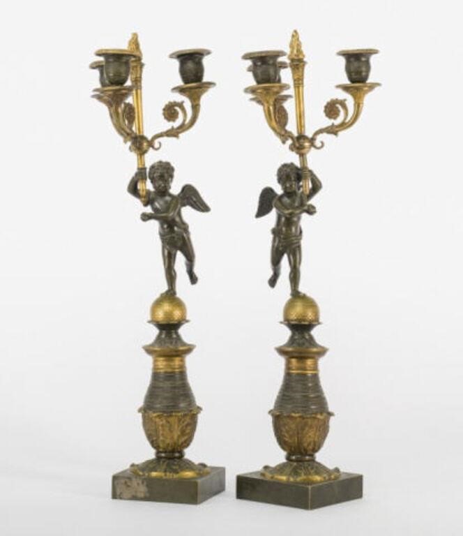 PAIR OF GILT BRONZE FIGURAL CANDELABRA  3a8ae0