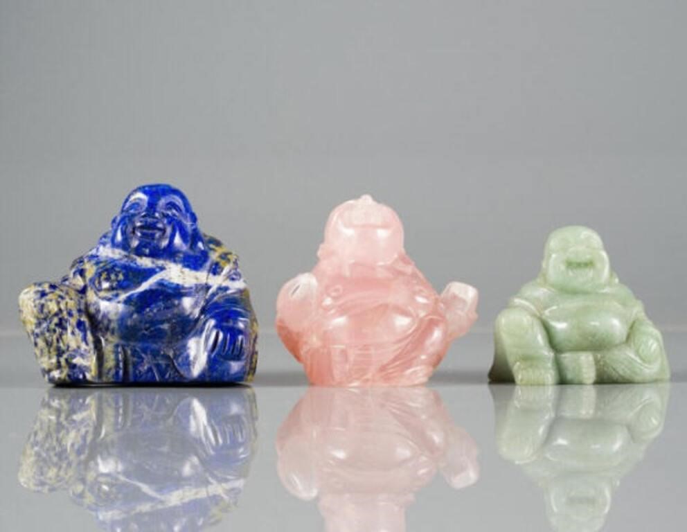 CHINESE CARVED BUDDHASThree small