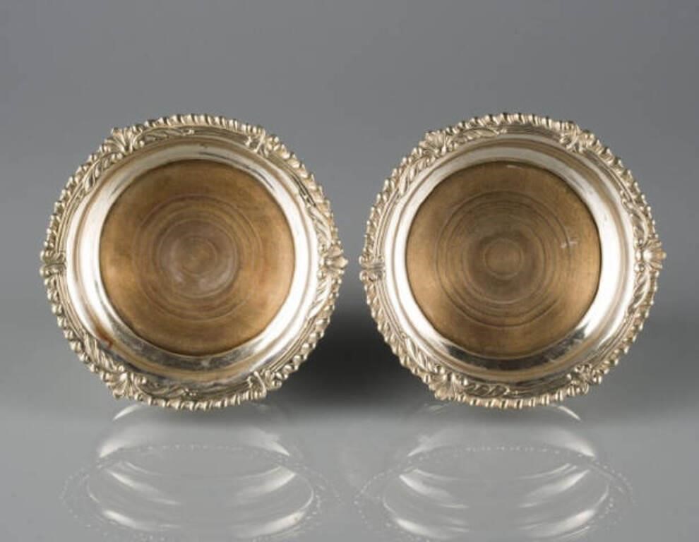 PAIR OF SILVER PLATED DECANTER SLIDES,