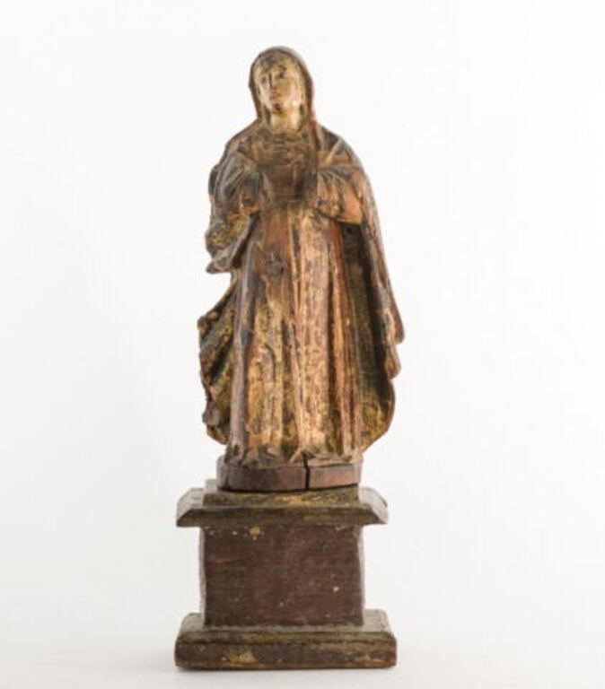 CARVED FIGURE OF VIRGIN MARYAn