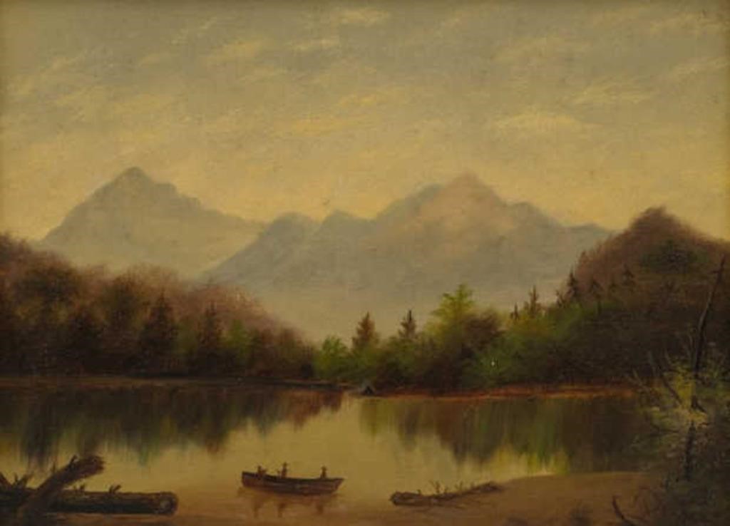 PAINTING LAKE SCENEA mountain and