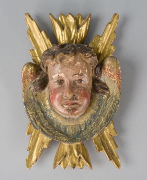 SCULPTED CHERUB HEADA polychrome 3a8bcb