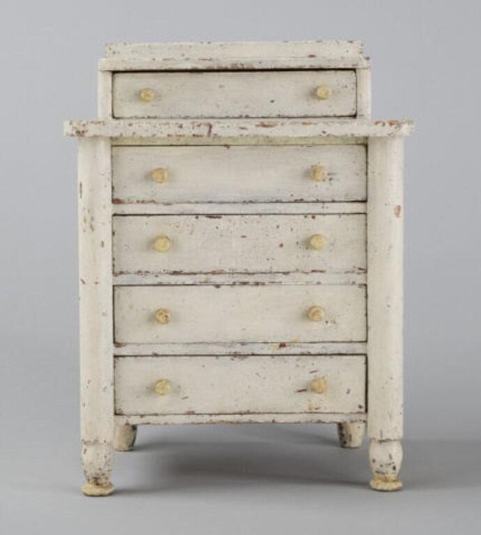 MINIATURE CHEST IN OLD WHITE PAINTA