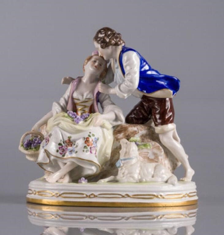 SITZENDORF PORCELAIN FIGURAL GROUPA