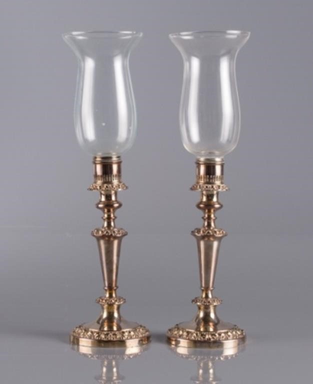 HURRICANE CANDLESTICK LAMPSA pair of