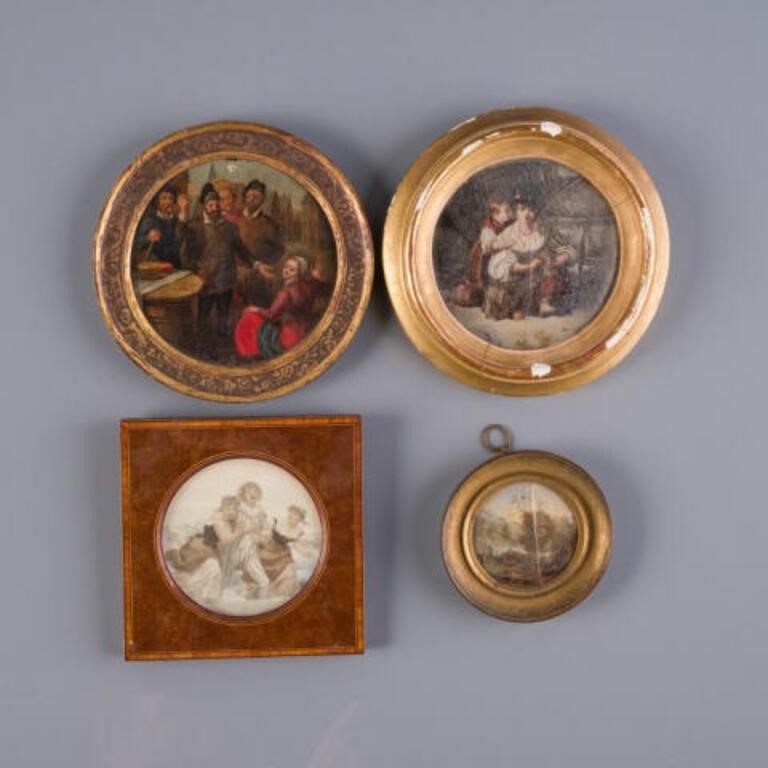 FOUR MINIATURE FRAMED PAINTINGSa  3a8d74