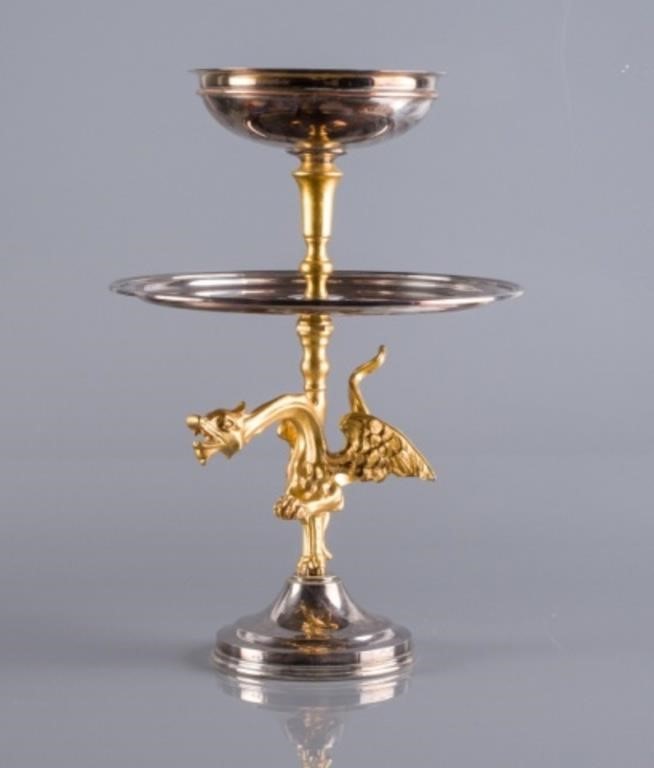 BELGIAN SILVER PLATED & GILT GRIFFIN