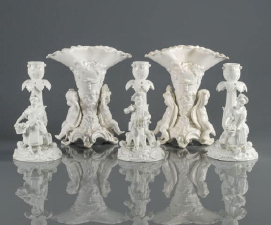 MEISSEN PORCELAIN FIGURAL CANDLESTICKSA 3a8daa