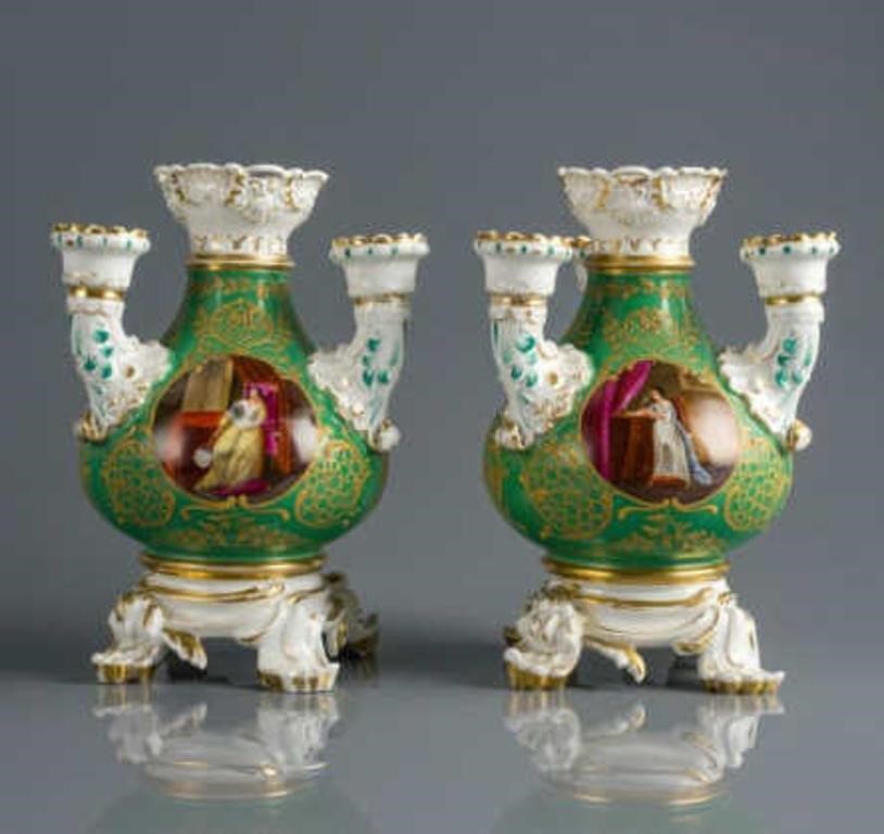 PAIR OF FRENCH PORCELAIN BOUGH