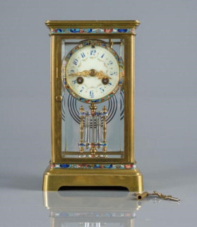 FRENCH BRASS MANTLE CLOCKAn early