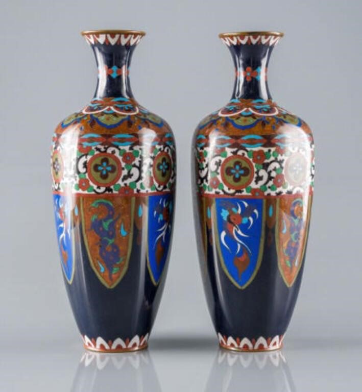 PAIR OF JAPANESE CLOISONNé VASESA