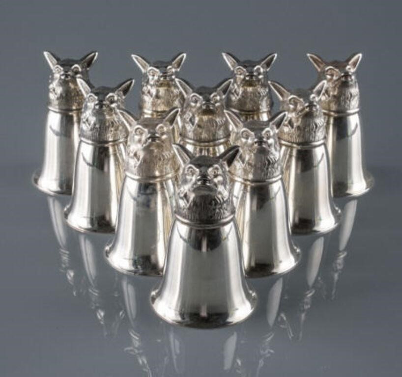 SILVER PLATED STIRRUP CUPSA set of ten