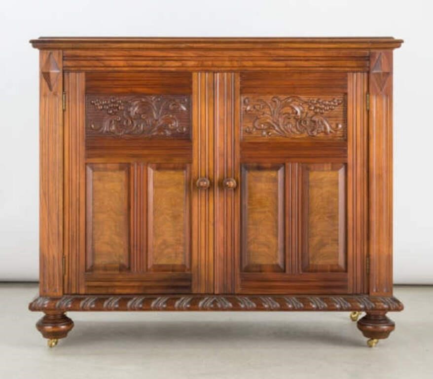 WALNUT SIDE CABINETAn early 20th century