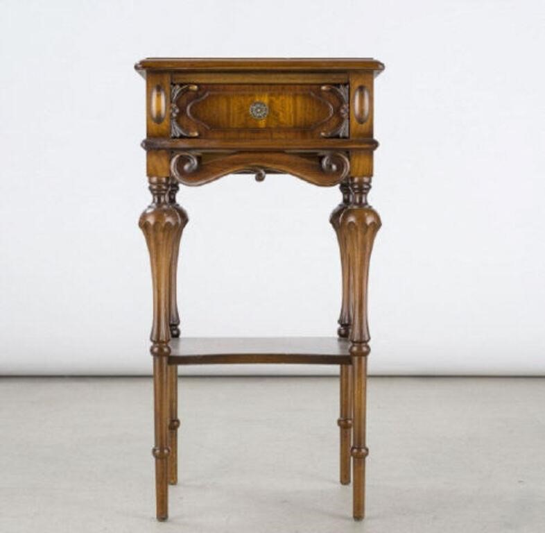 WALNUT NIGHT TABLEAn early 20th century