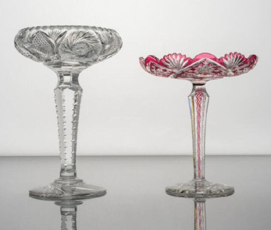 CUT CRYSTAL PEDESTAL BONBON DISHESTwo