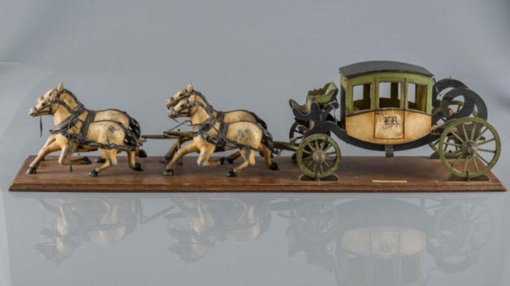 MODEL OF STAGECOACH, AMERICAN, CA. 1940A