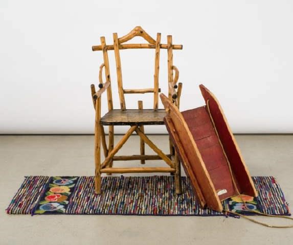 TWIG ARMCHAIR, HOOKED RUNNER & PINE