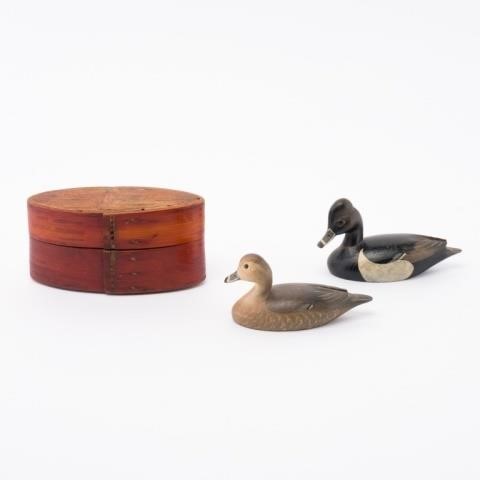 TWO DECOYS & OVAL PANTRY BOXLot
