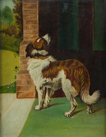 OIL PAINTING OF COLLIE DOG, LATE