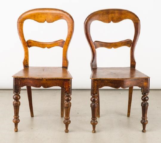 PAIR OF BALLOON BACK SIDE CHAIRS, N.B.,