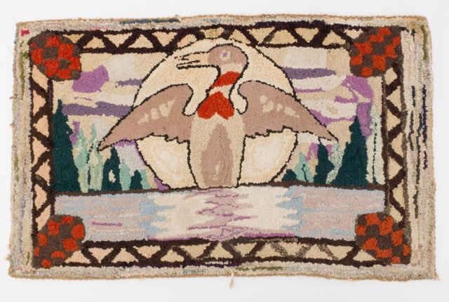 HOOKED RUG WITH DUCK, ONT., MID