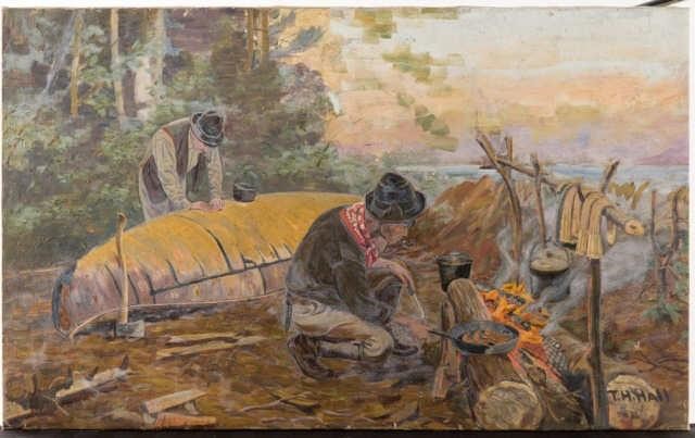 CAMP SCENE BY TOM H. HALL (1885-1972)An