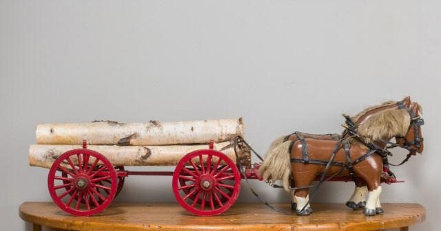 FOLK ART PAIR OF HORSES, QUEBEC,