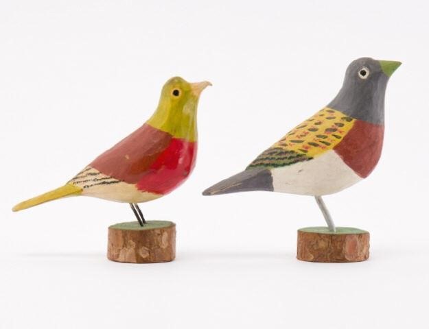 TWO POLYCHROME BIRDS LATE 20TH 3a9083