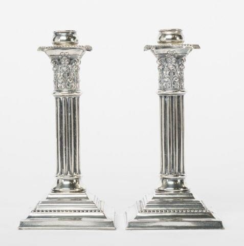 PAIR OF STERLING SILVER LAMP BASES,