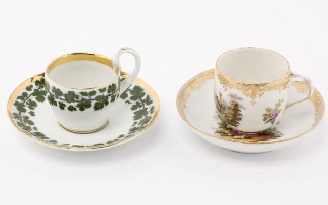 MEISSEN PORCELAIN COFFEE CUPS & SAUCERSTwo