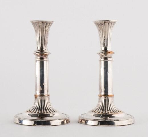 OLD SHEFFIELD PLATE TELESCOPIC CANDLESTICKSA