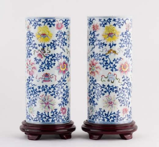 PAIR OF CHINESE PORCELAIN HAT STANDS,