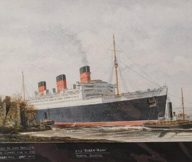 WATERCOLOUR, R.M.S. QUEEN MARYIndistinctly