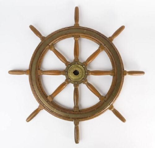 ANTIQUE TEAK SHIP'S WHEELAn antique