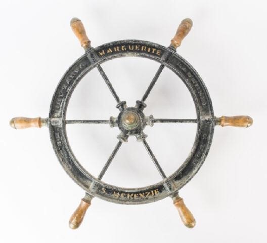 ANTIQUE CAST IRON SHIP'S WHEELAn