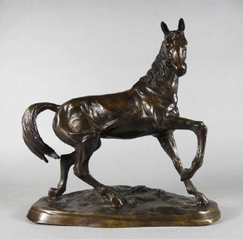 LARGE PATINATED SPELTER OF A HORSE  3a9239
