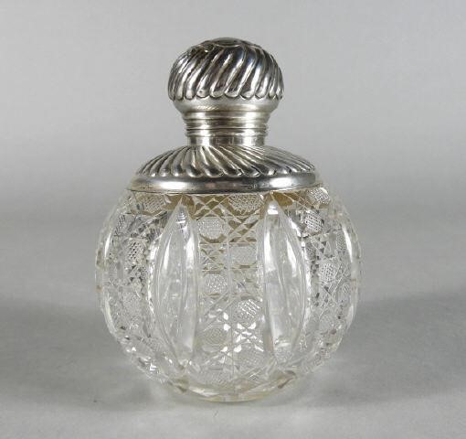 LARGE CUT-GLASS & STERLING SCENT