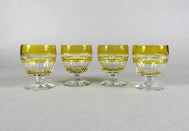 PRESSED GLASS CUT TO CLEAR YELLOW  3a9283