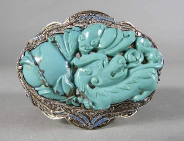 VINTAGE SILVER LARGE TURQUOISE 3a929e