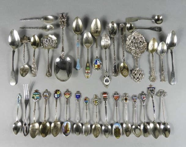 SILVER & ENAMELED SOUVENIR SPOONSA