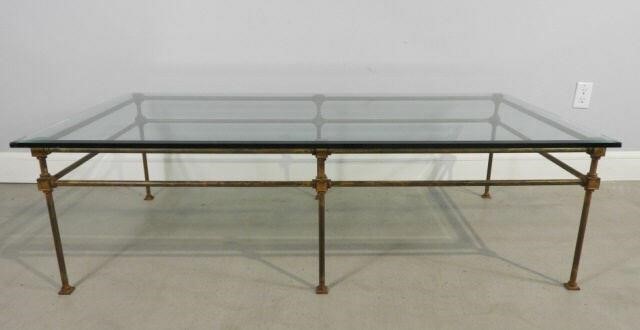 WROUGHT IRON & GLASS COFFEE TABLEA late