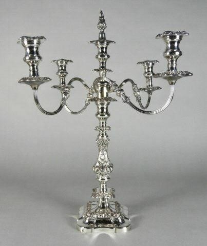 SILVER PLATED FIVE LIGHT CANDELABRUM,