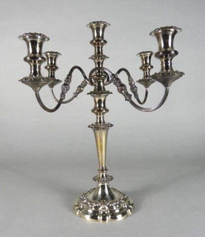 SILVER PLATED FIVE LIGHT CANDELABRUM,