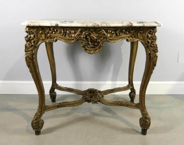 LOUIS XV STYLE MARBLE TOPPED TABLE  3a9383