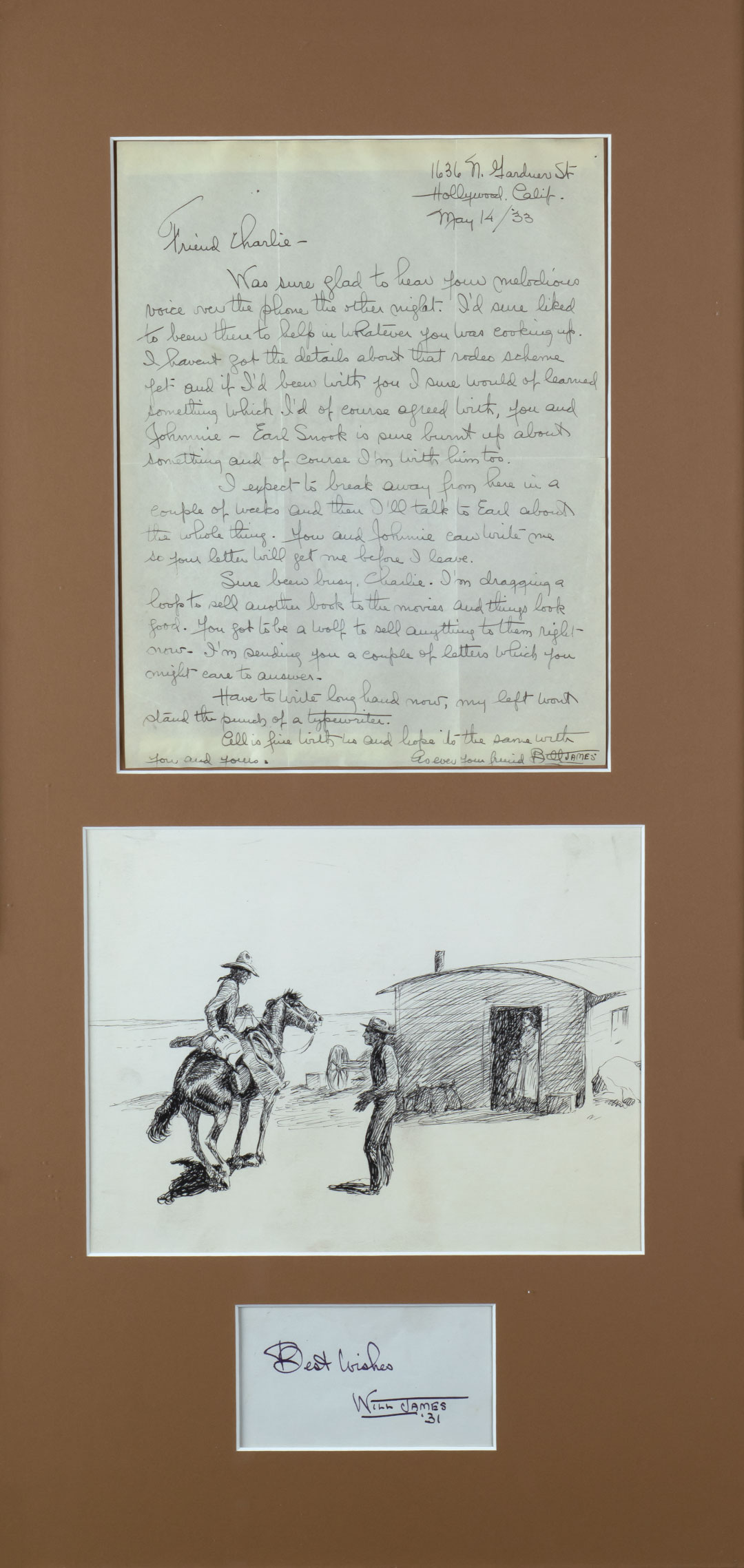 WILL JAMES (1892-1942), HANDWRITTEN