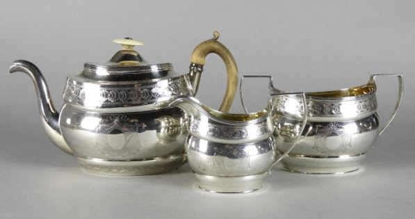 GEORGE IV STERLING SILVER TEA SERVICE,