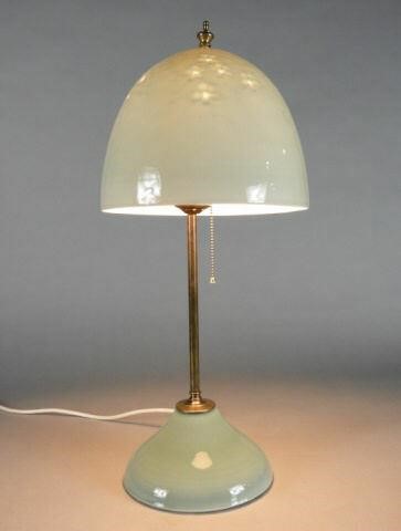 TEAL LAMP & BOWL, HARLAN HOUSE