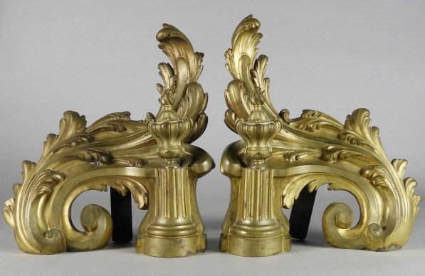 LOUIS XVI STYLE GILT BRONZE CHENETSA 3a9453