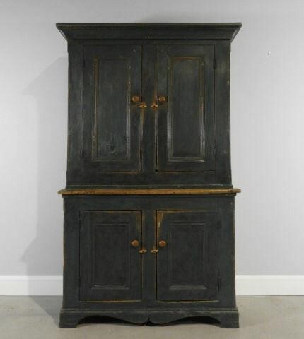 STEP-BACK PINE CUPBOARD, CA. 1820An